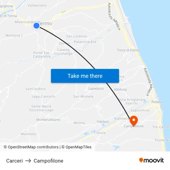 Prisons to Campofilone map