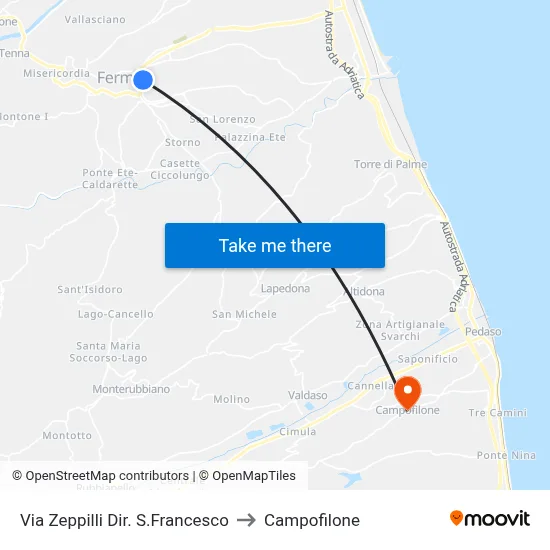 Via Zeppilli Towards San Francesco to Campofilone map