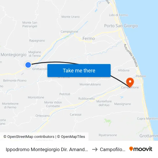 Montegiorgio Racetrack Towards Amandola to Campofilone map