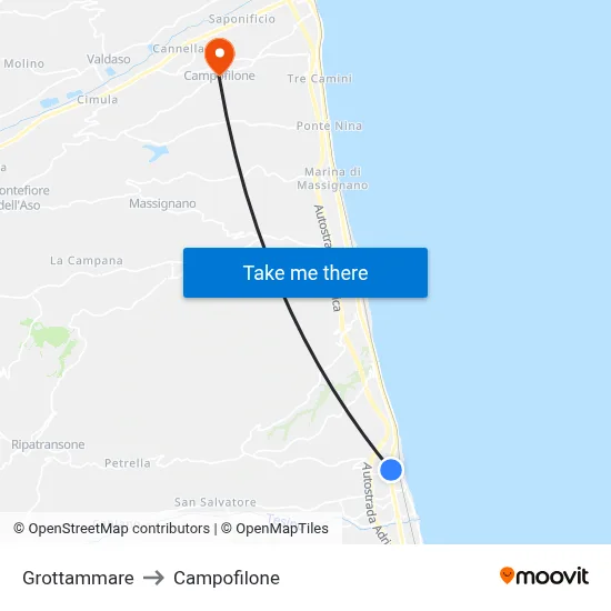 Grottammare to Campofilone map