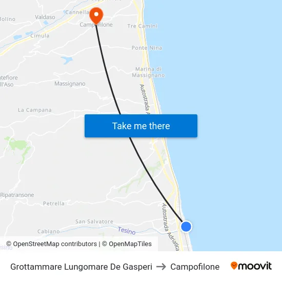 Grottammare Lungomare De Gasperi to Campofilone map