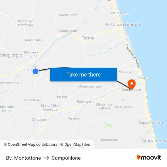 Montottone Junction to Campofilone map