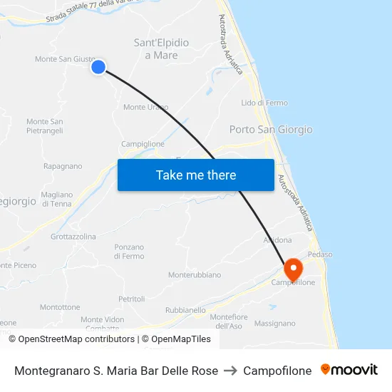 Montegranaro S. Maria Bar Delle Rose to Campofilone map