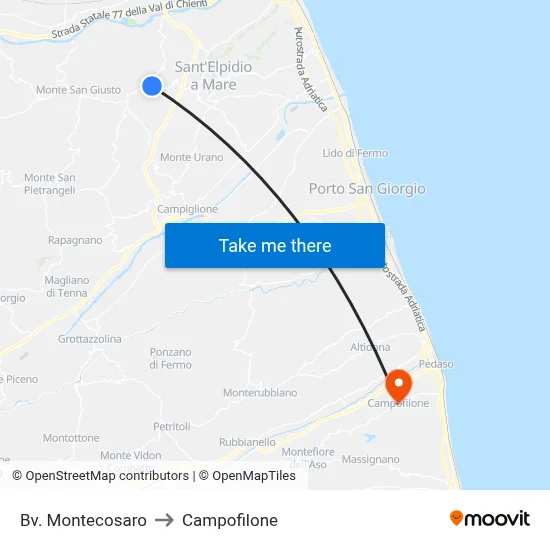 Montecosaro Junction to Campofilone map