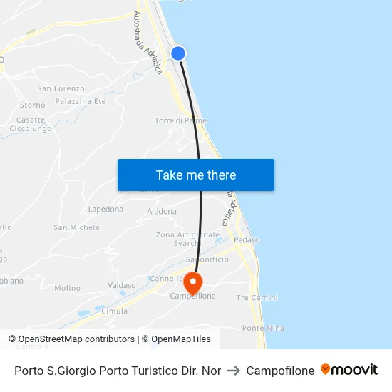 Porto San Giorgio Tourist Port North Direction to Campofilone map