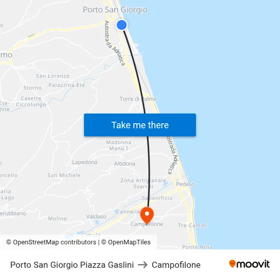 Porto San Giorgio Gaslini Square to Campofilone map