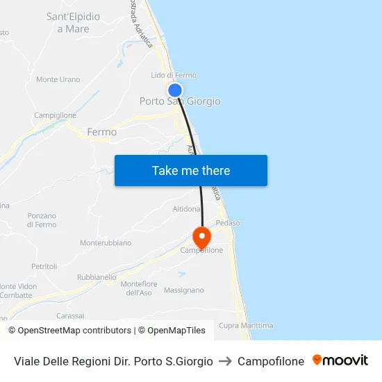 Regions Avenue Towards Porto San Giorgio to Campofilone map