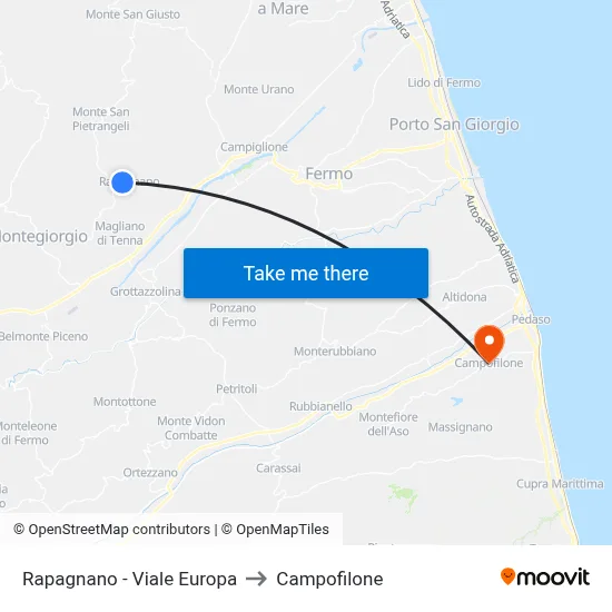 Rapagnano - Viale Europa to Campofilone map