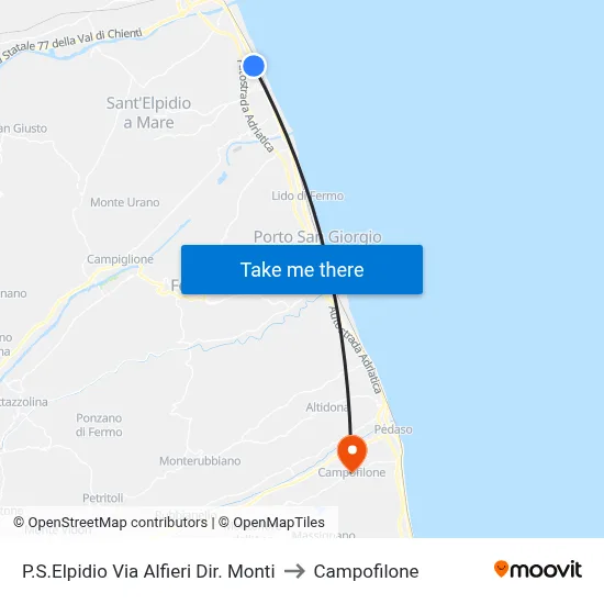 Porto Sant'Elpidio Via Alfieri Dir. Mountains to Campofilone map