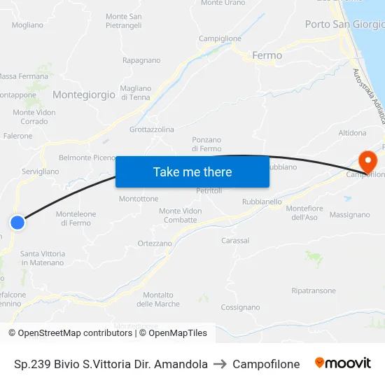 SP.239 San Vittoria Junction Amandola Direction to Campofilone map