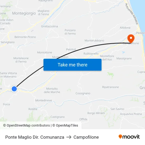 Ponte Maglio Towards Comunanza to Campofilone map