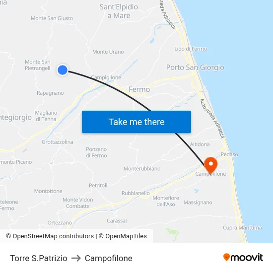 Torre S.Patrizio to Campofilone map