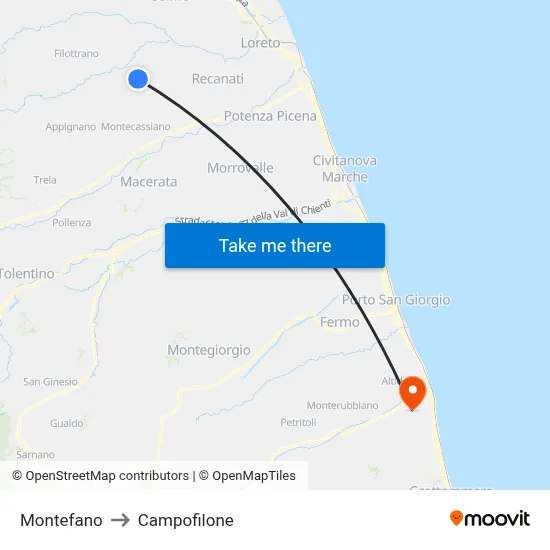 Montefano to Campofilone map