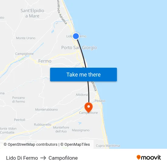 Lido Di Fermo to Campofilone map