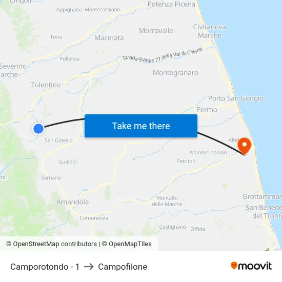 Camporotondo - 1 to Campofilone map