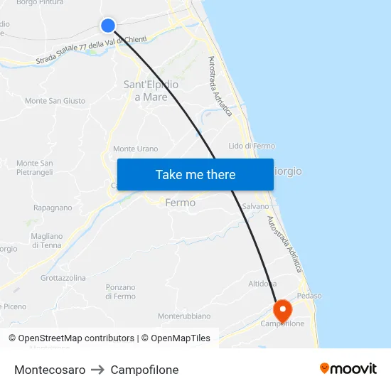 Montecosaro to Campofilone map