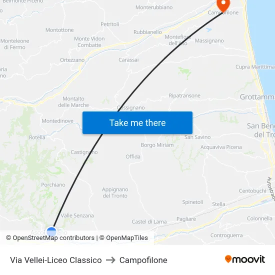 Via Vellei-Classical High School to Campofilone map