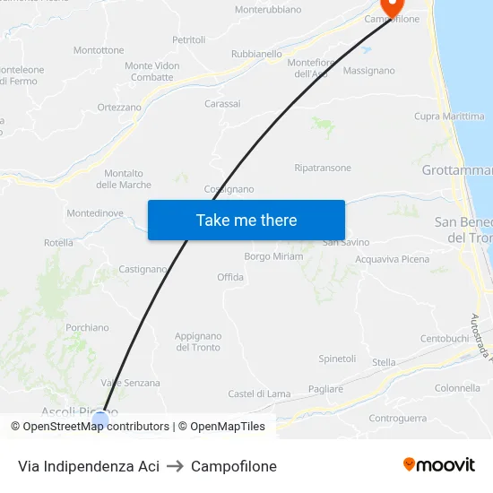 Via Indipendenza Aci to Campofilone map