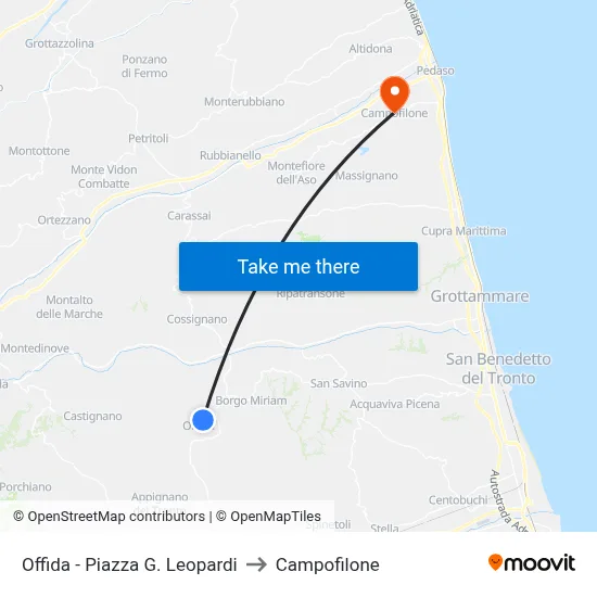 Offida - Piazza G. Leopardi to Campofilone map