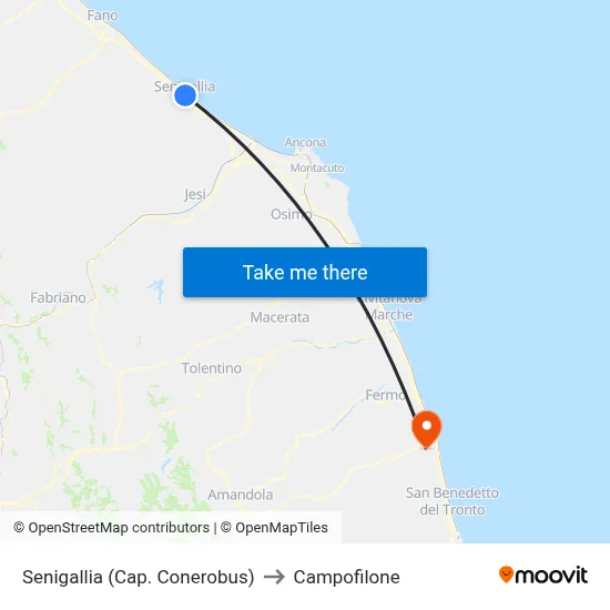 Senigallia (Conerobus Terminal) to Campofilone map