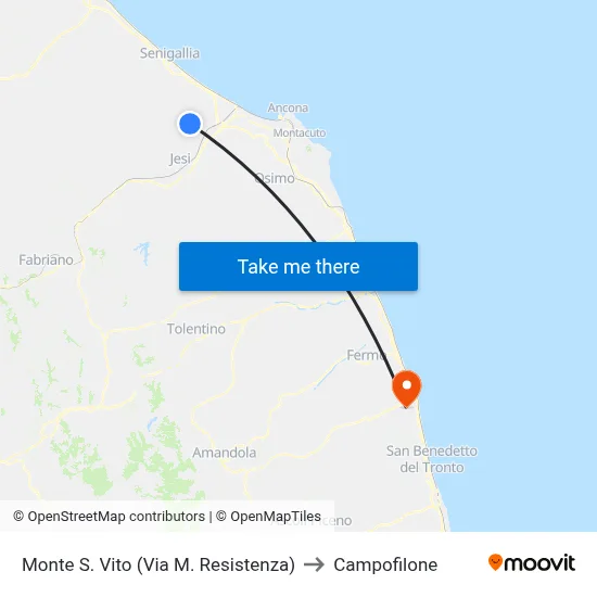 Monte S. Vito (Resistance Martyrs Street) to Campofilone map