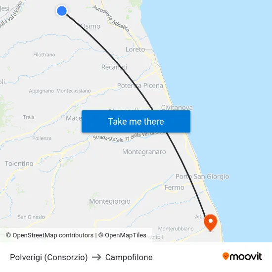 Polverigi (Consortium) to Campofilone map