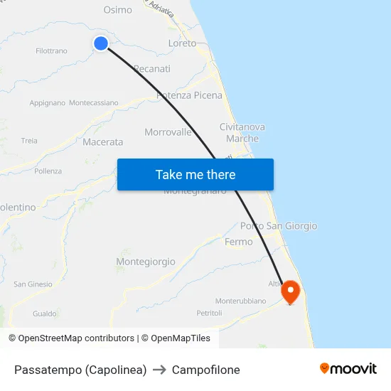 Passatempo (Terminal) to Campofilone map