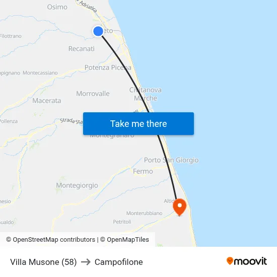 Villa Musone (58) to Campofilone map