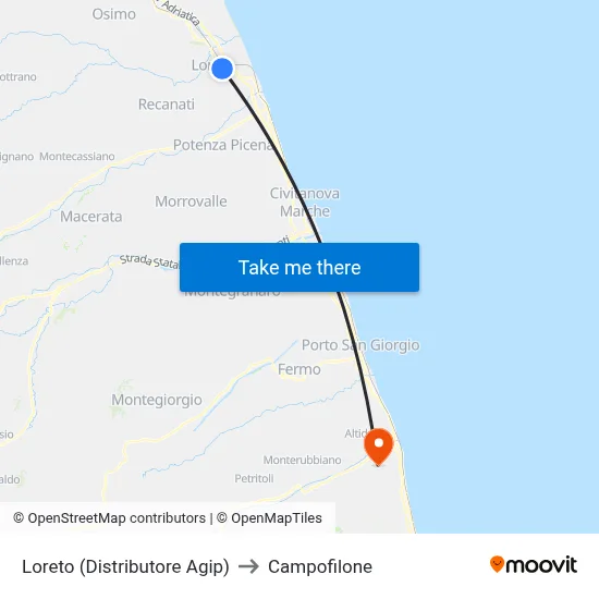 Loreto (Agip Gas Station) to Campofilone map
