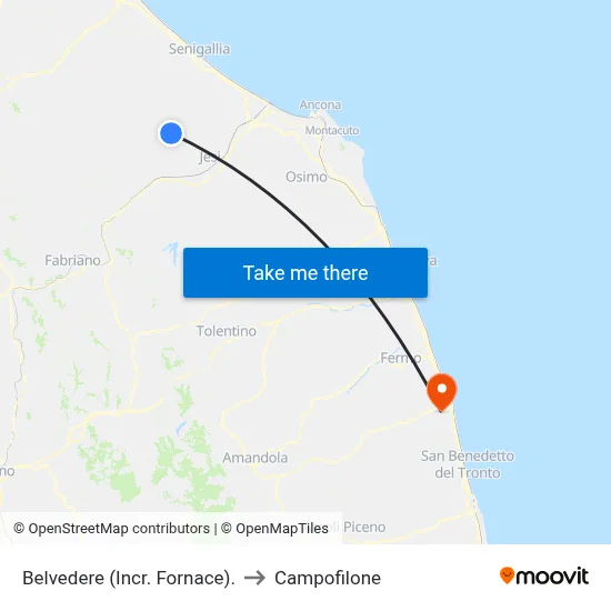 Belvedere (Fornace Junction) to Campofilone map