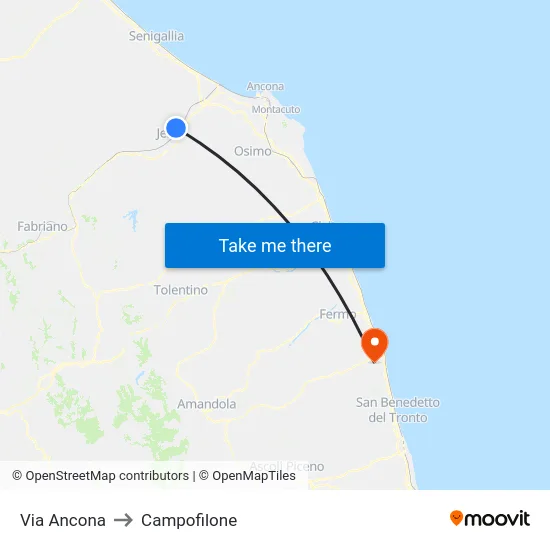 Via Ancona to Campofilone map