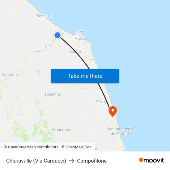 Chiaravalle (Via Carducci) to Campofilone map