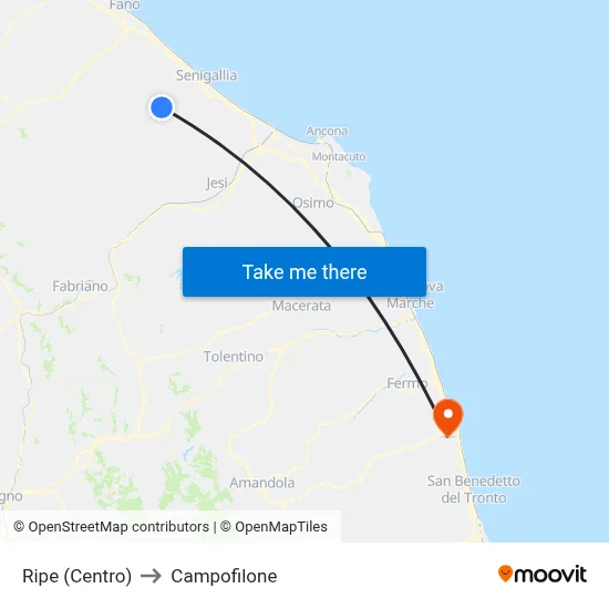 Ripe (Center) to Campofilone map