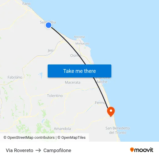 Via Rovereto to Campofilone map