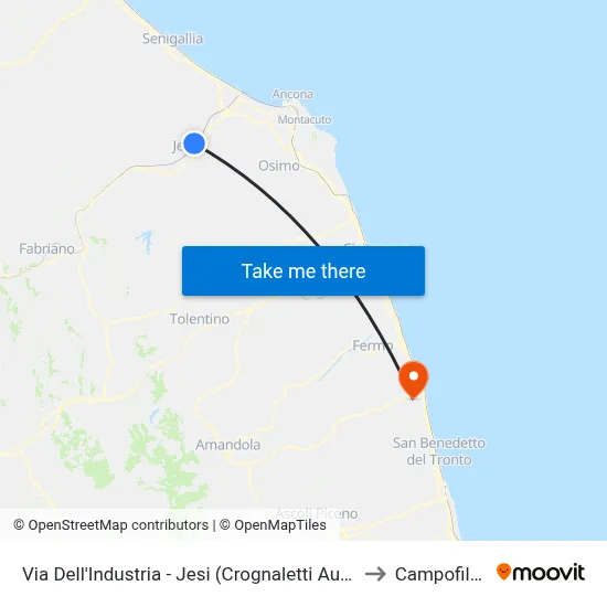 Via Dell'Industria - Jesi (Crognaletti Bus Lines) to Campofilone map