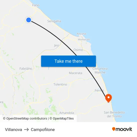 Villanova to Campofilone map