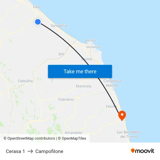 Cerasa 1 to Campofilone map