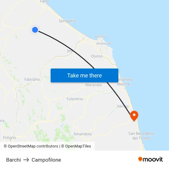 Barchi to Campofilone map