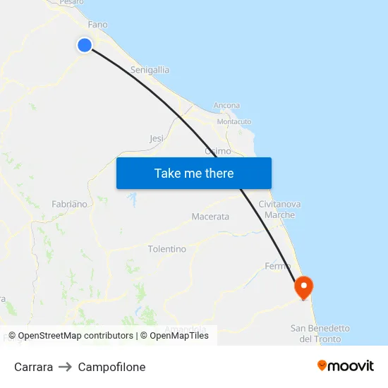 Carrara to Campofilone map