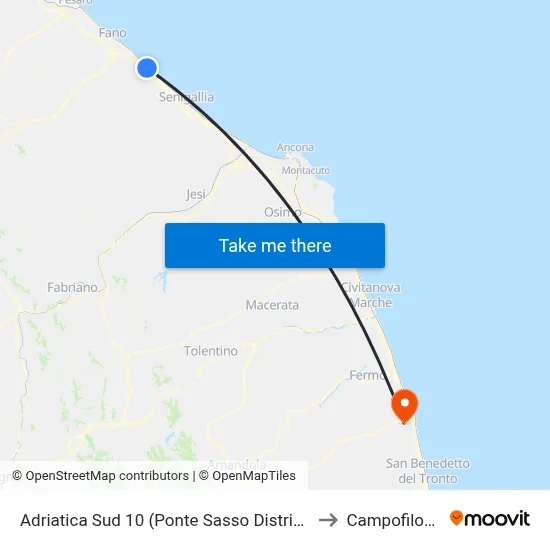 South Adriatic 10 (Ponte Sasso Gas Station) to Campofilone map
