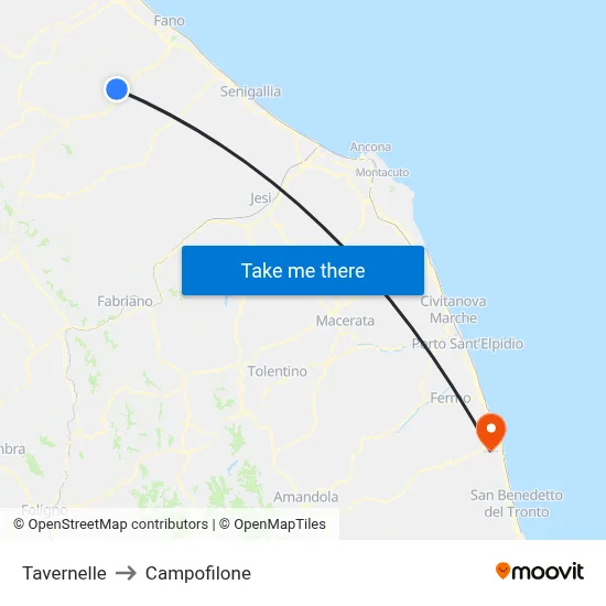 Tavernelle to Campofilone map