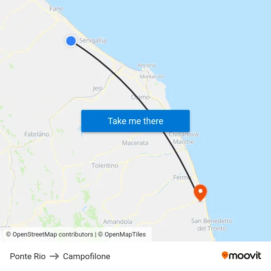 Ponte Rio to Campofilone map