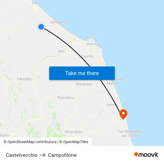 Castelvecchio to Campofilone map