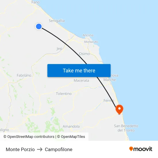 Monte Porzio to Campofilone map