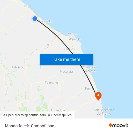 Mondolfo to Campofilone map