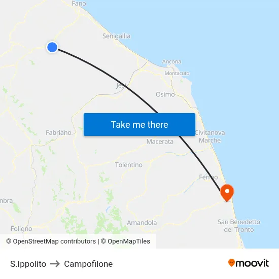 S.Ippolito to Campofilone map