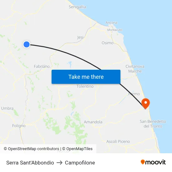 Serra Sant'Abbondio to Campofilone map