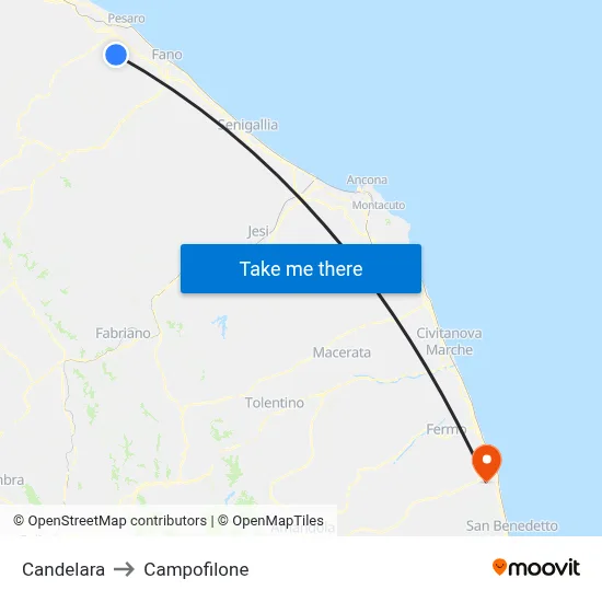 Candelara to Campofilone map