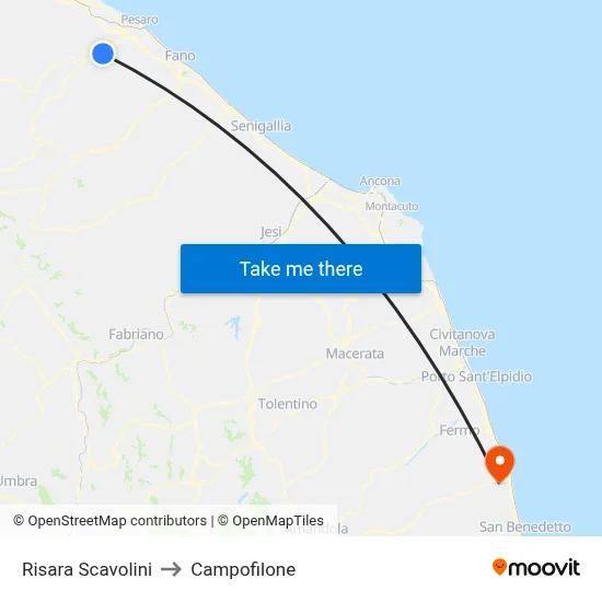 Risara Scavolini to Campofilone map