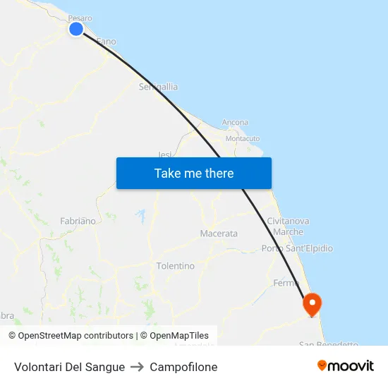 Volontari Del Sangue to Campofilone map